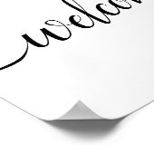 白黒の書道結婚の「ようこそ」サイン ポスター (角)