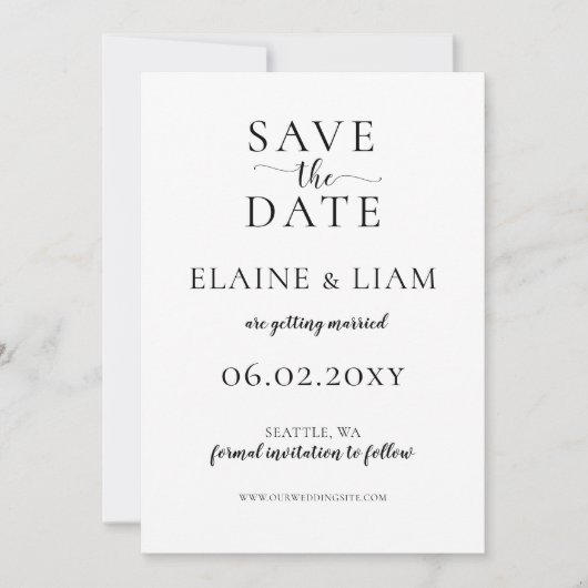 白黒の書道結婚の セーブザデート (正面)