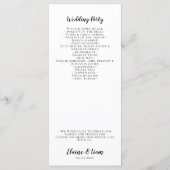 白黒の書道結婚の プログラム (裏面)