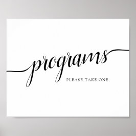 白黒の書道結婚の「プログラム」の看板 ポスター