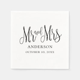 白黒の書道結婚の。ミセス夫妻 スタンダードカクテルナプキン