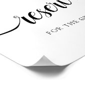 白黒の書道結婚の「予約」サイン ポスター (角)