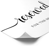 白黒の書道結婚の「予約」サイン ポスター (角)