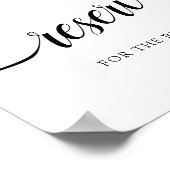 白黒の書道結婚の「予約」サイン ポスター (角)