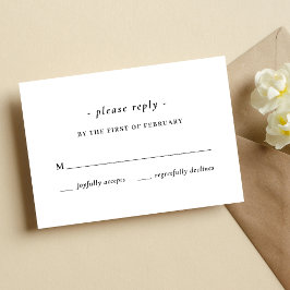 白黒の書道結婚の 出欠カード