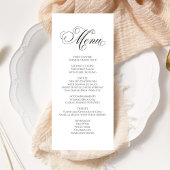 白黒の書道結婚ディナーメニュー メニュー