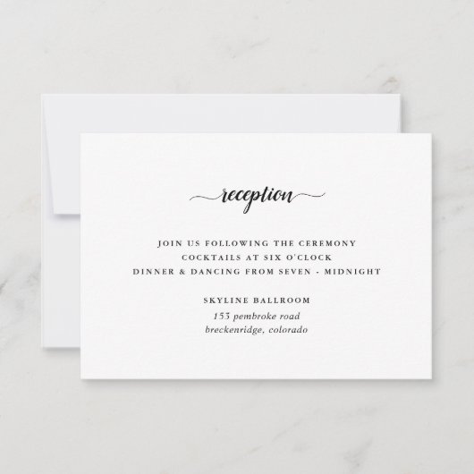 白黒の書道結婚式のレセプションカード 招待状 (正面)