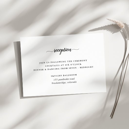 白黒の書道結婚式のレセプションカード 招待状