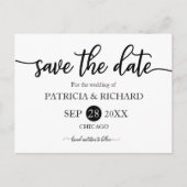 白黒の書道結婚式の日付を保存 ポストカード (正面)