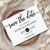 白黒の書道結婚式の日付を保存 ポストカード