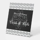 白黒の書道結婚式カード&ギフト 台座サイン (正面)