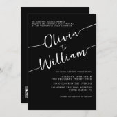 白黒の書道結婚式招待状 招待状 (正面/裏面)