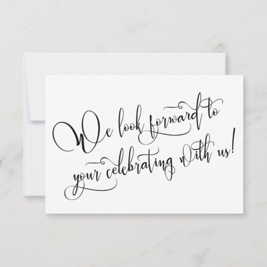 白黒の書道3つのメニュー選択RSVP 出欠カード (裏面)