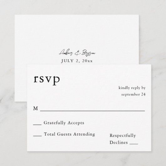 白黒の書道9 RSVP no Meal (正面/裏面)