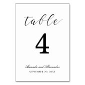 白黒の書道。モダン結婚スクリプト テーブルナンバー (正面)