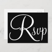 白黒の書道RSVP インビテーションポストカード (正面/裏面)