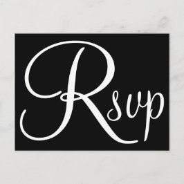 白黒の書道RSVP インビテーションポストカード