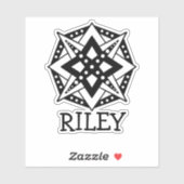 白黒の曼荼羅と名前パーソナライズされた シール (シート)