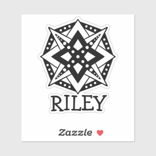 白黒の曼荼羅と名前パーソナライズされた シール (シート)