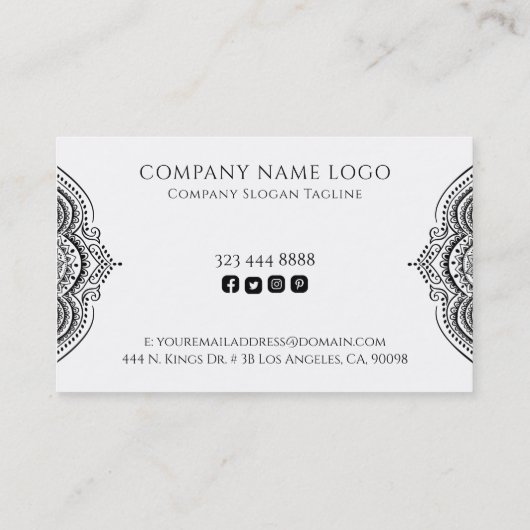 白黒の曼荼羅の色が逆 名刺 (裏面)