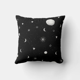 白黒の月と星 クッション
