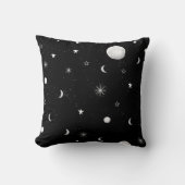 白黒の月と星 クッション (正面)