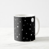 白黒の月と星 コーヒーマグカップ (正面右)