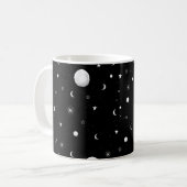 白黒の月と星 コーヒーマグカップ (正面左)