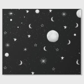 白黒の月と星 ラッピングペーパー (フラット)