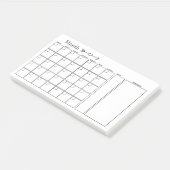 白黒の月次プランナー ポストイット (アングル)