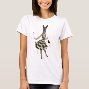 白黒の服のウサギ Tシャツ