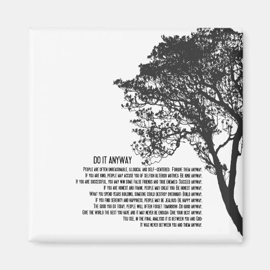 白黒の木がとにかく行う マグネット (正面)