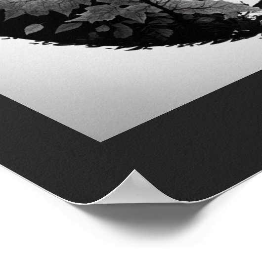 白黒の木と葉のセット – オリジナルポスター ポスター (角)