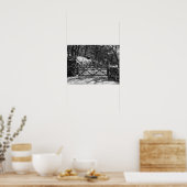 白黒の木と門の風景 ポスター (キッチン)