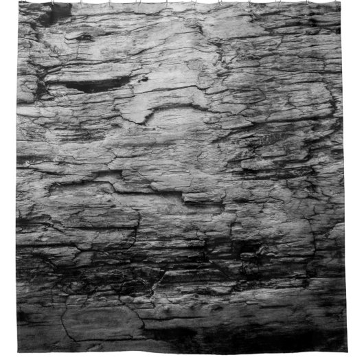 白黒の木にテクスチャを適用 シャワーカーテン (正面)