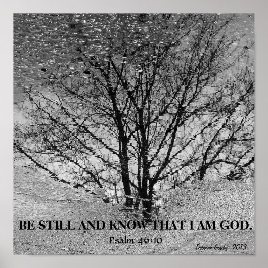 白黒の木の反射 ポスター (正面)