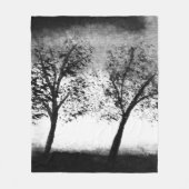 白黒の木エレガントミニマル フリースブランケット (正面)