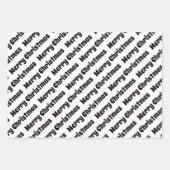 白黒の木メリークリスマスホリデー ラッピングペーパーシート (正面3)