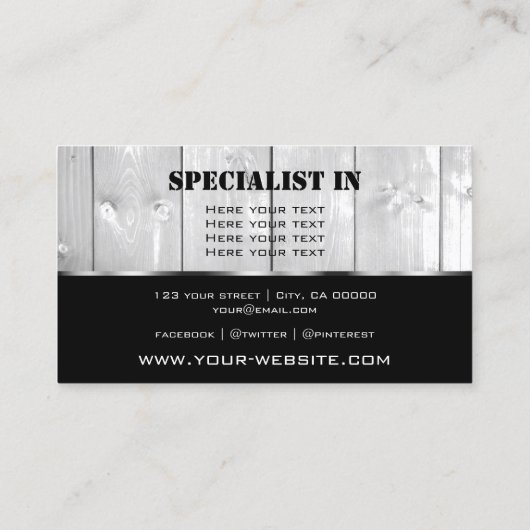 白黒の木板の木目カッコいいの外観 名刺 (裏面)