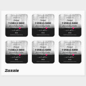 白黒の木目製品ラベルハート スクエアシール (シート)