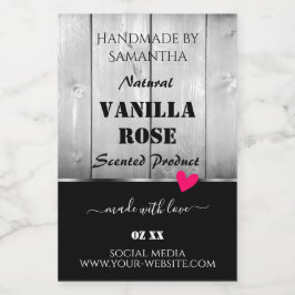 白黒の木目製品ラベルハート フードラベル