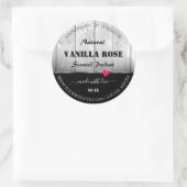 白黒の木目製品ラベルハート ラウンドシール (バッグ)