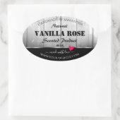 白黒の木目製品ラベルハート 楕円形シール (バッグ)