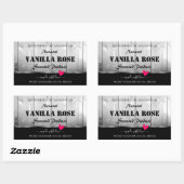 白黒の木目製品ラベルハート 長方形シール (シート)