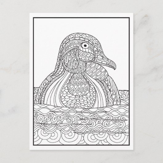 白黒の木製ダックカード ポストカード (正面)