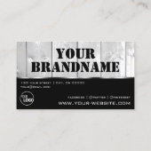 白黒の木製ボード木目ルックロゴ 名刺 (裏面)