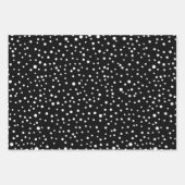 白黒の木、雪の結晶とクリスマスの願い ラッピングペーパーシート (正面3)