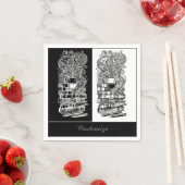 白黒の本とワイン2 スタンダードカクテルナプキン (インサイチュ)