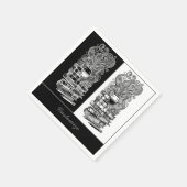 白黒の本とワイン2 スタンダードカクテルナプキン (角)