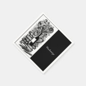 白黒の本とワイン3 スタンダードカクテルナプキン (角)